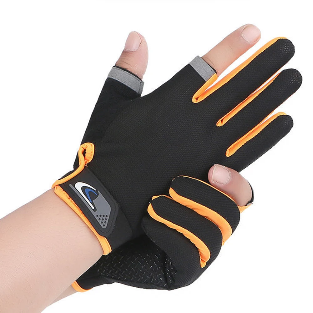 1 Pair Protective Fishing Gloves 2 Cut Fingers Fingerless Glove Men Women Anti-slip Fishing Wear Pesca Fitness Cycling Glove