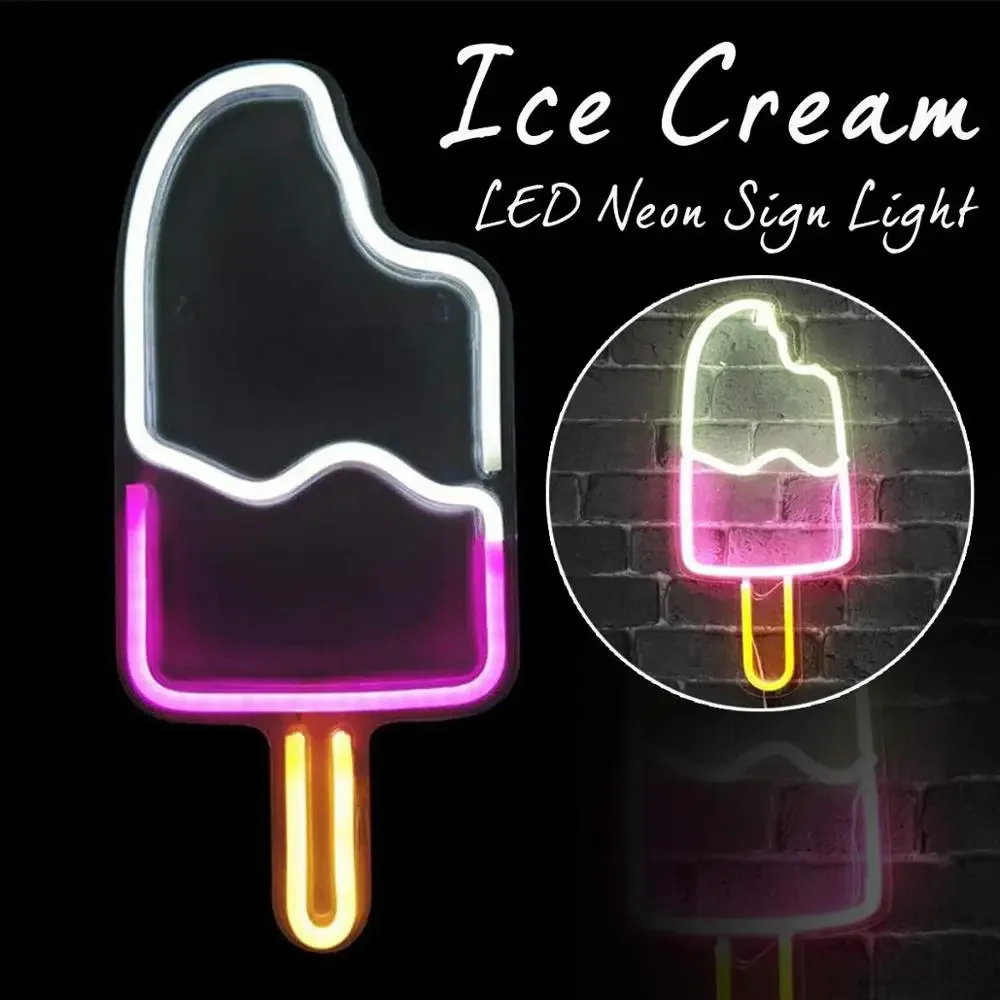 Ice Cream LED Neon Sign Light Lâmpadas de Neon para o bebê Bar Quarto Home Party Wall Decoration Neon Lamp Christmas Gift