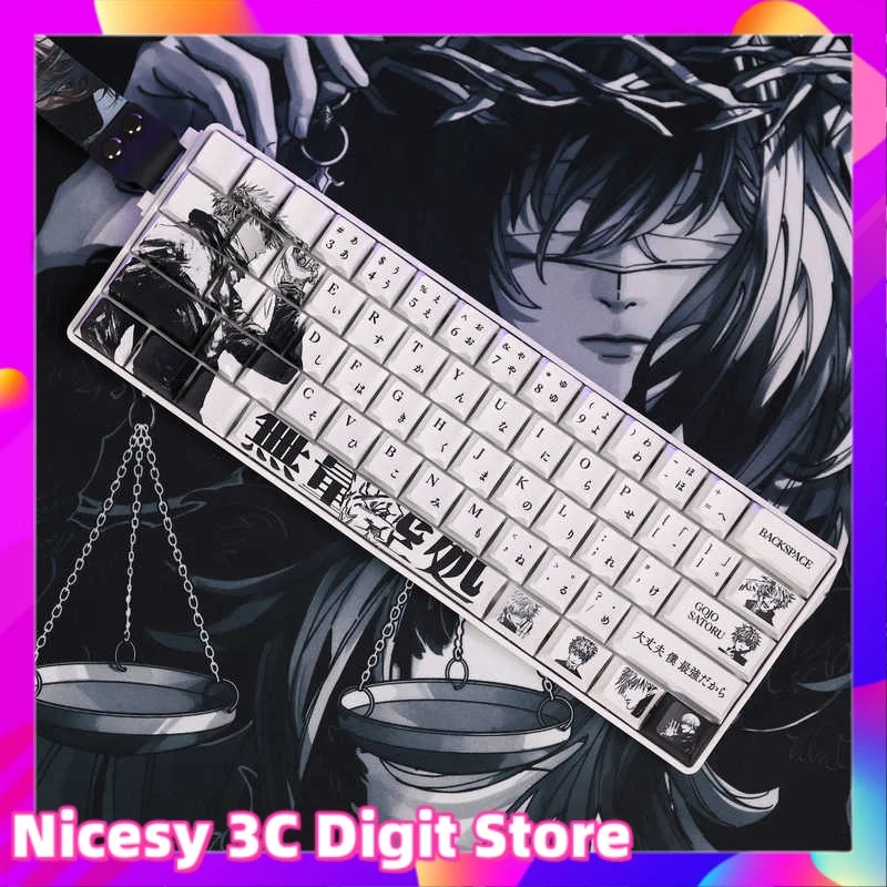 

Gojo Satoru Anime Mechanical Keyboard with Cherry PBT Custom Keycaps for PC Gaming Keyboard Accessories Gift Collection