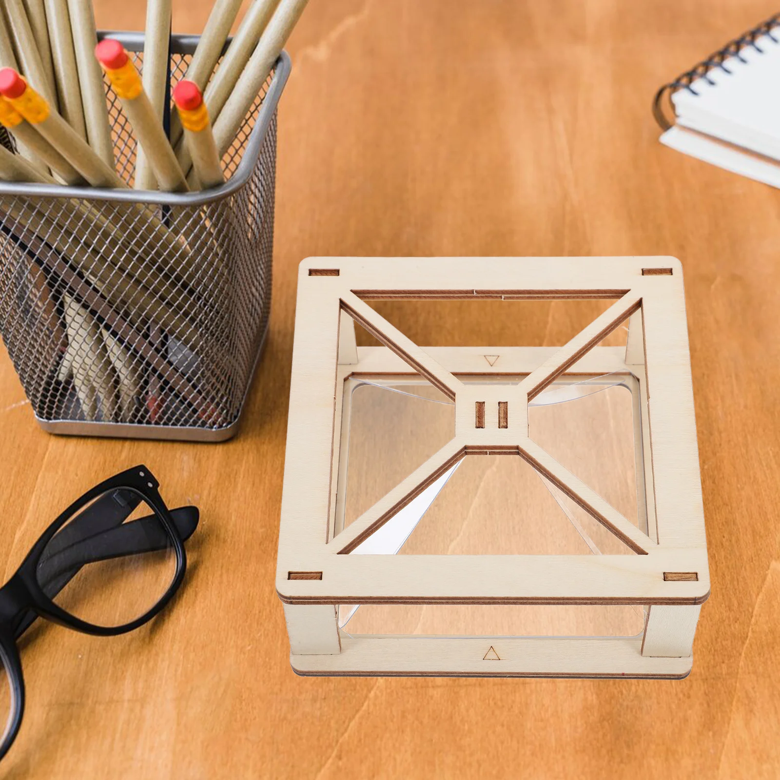 Proiettore Proiezione olografica 3D Strumenti didattici Fai da te Giocattolo scientifico Display Kit di gocce in legno Materiali beige Bambino