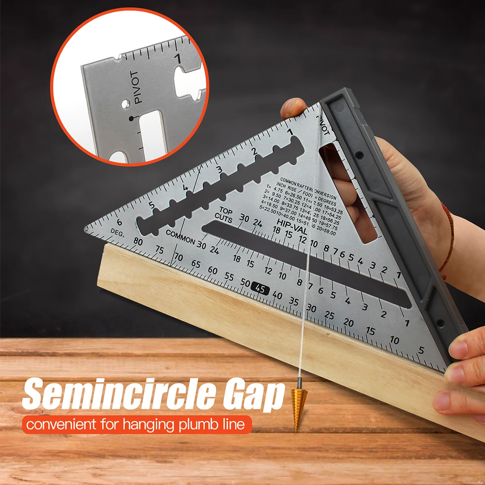 Rongpro multi-function 7in Triangle Ruler Carpenter Set Square Angle Woodworking Tools Try Square Protractor Metric With level