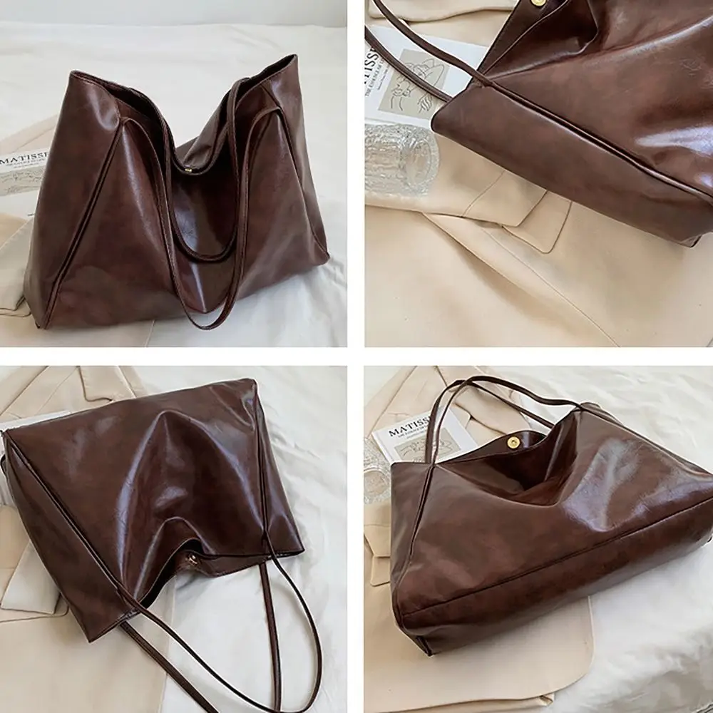 Trendy Large Capacity Tote Bag PU All-match Shoulder Bag Shoppoing Bag Daily Life