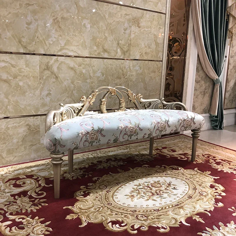 

Кровать в европейском стиле, табурет для спальни, кровать, ткань, искусство, императорская наложница, сменная обувь, табурет, роскошный