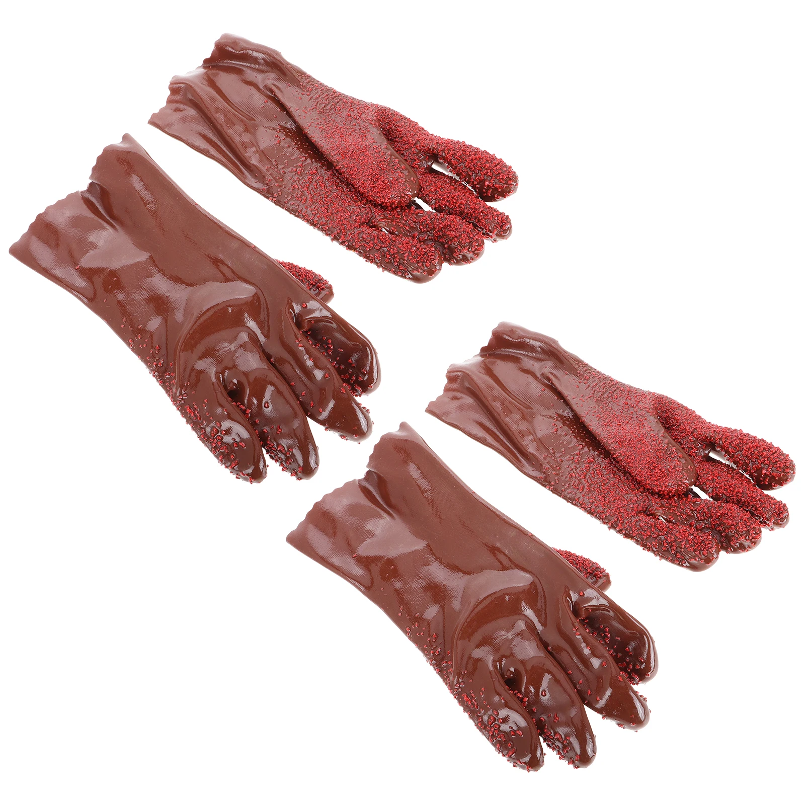 

2 Pairs Antislip PVC Reusable Durable Waterproof Snake Shape Heavy Duty Pipe Cleaning Plumber Drainage Work Gloves Long Lasting