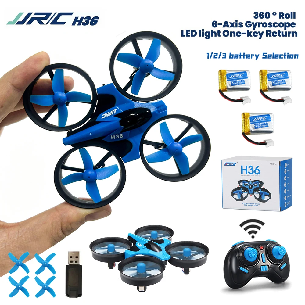 JJRC H36 Drone 1/2/3 Batteries 4CH 6-Axis Headless Mode Helicopter 2.4G Quadcopter UAV Rc Drone Light Kids Toys Children's Gifts