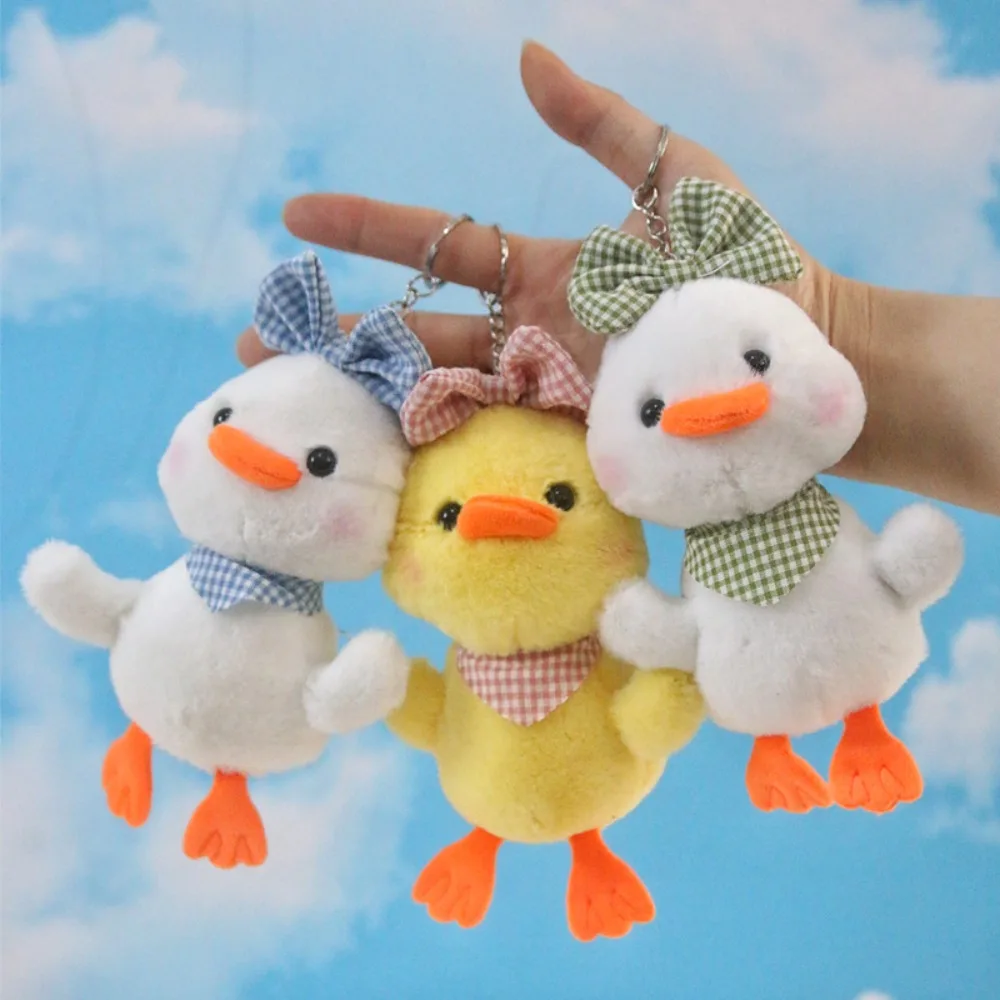 Kawaii Stuffed Plush Cartoon Yellow Duck Keychain Animals Creative Duck Bag Pendant Soft Cute Fluffty Animal Doll