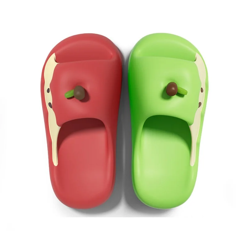 

Ins cute fruit slippers for woman anti odor EVA slides women summer indoor shoes big size 44 45 fun bitten apples slipper unisex