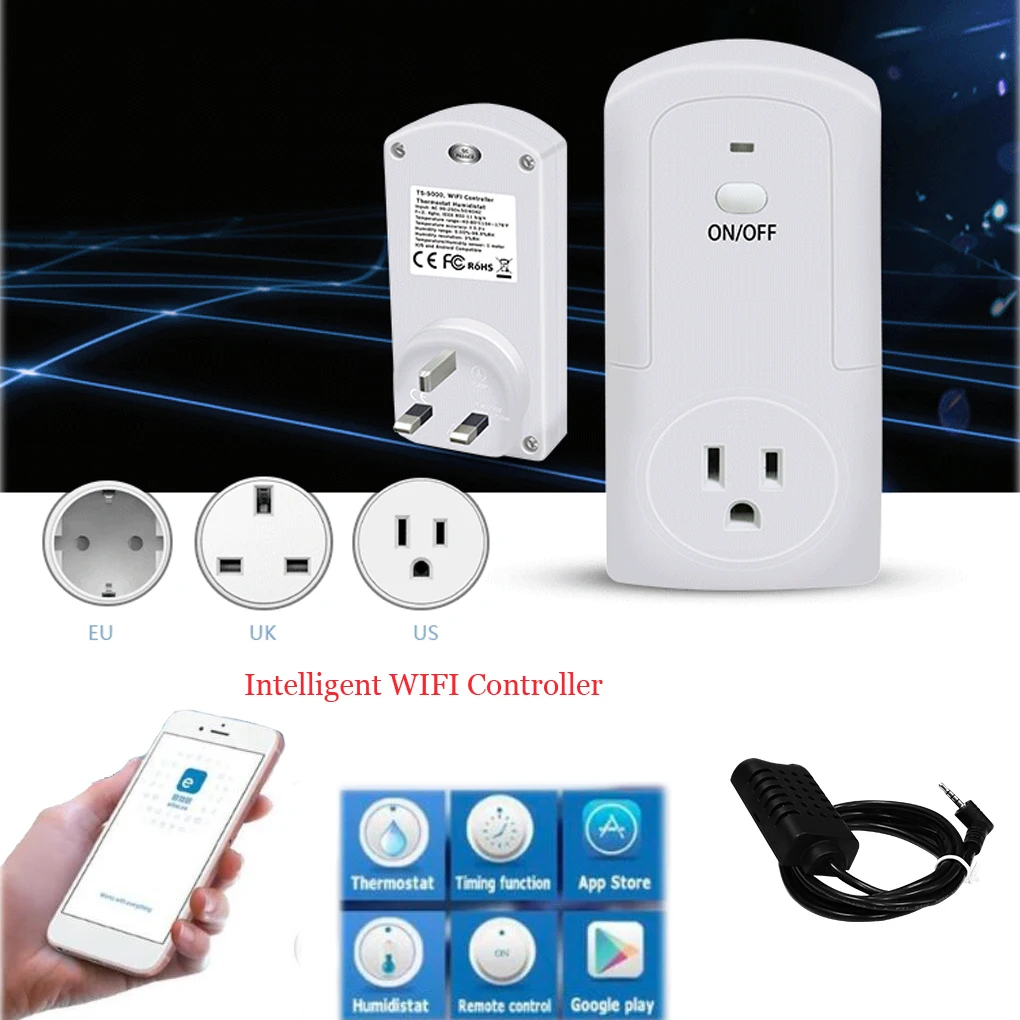 EU Plug WIFI Wireless Temperature Humidity Thermostat Module APP Smart Remote Control Smart Timing Switch Socket