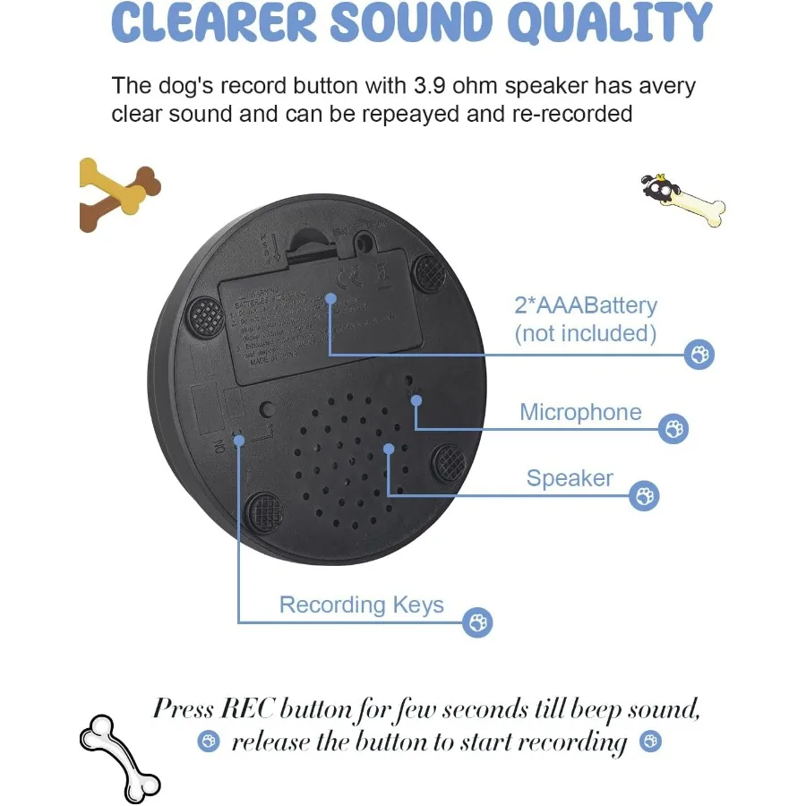 6 قطع أزرار نقاش الكلب أزرار الكلب للتواصل مع حصيرة غير قابلة للانزلاق 30s أوامر صوتية قابلة للتسجيل لتدريب كلب يتحدث #4