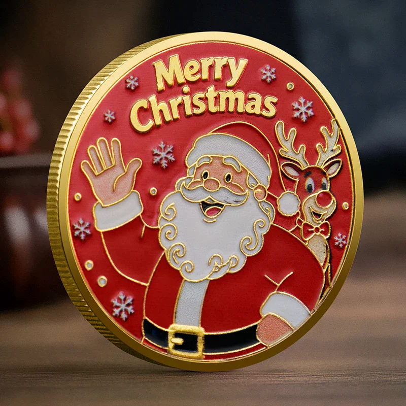 Christmas Santa Claus Collection Commemorative Medal Souvenir Coin Home Decoration Gift