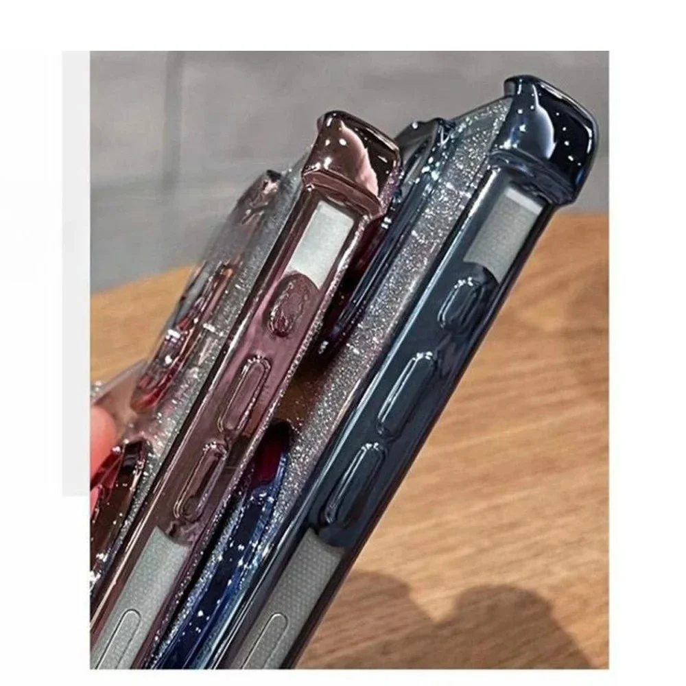 حافظة لهاتف سامسونج A17 A16 A36 A56 A15 A25 A35 A55 A14 A34 A54 مرآة مع سلسلة كريستال ممتصة للصدمات Ahell