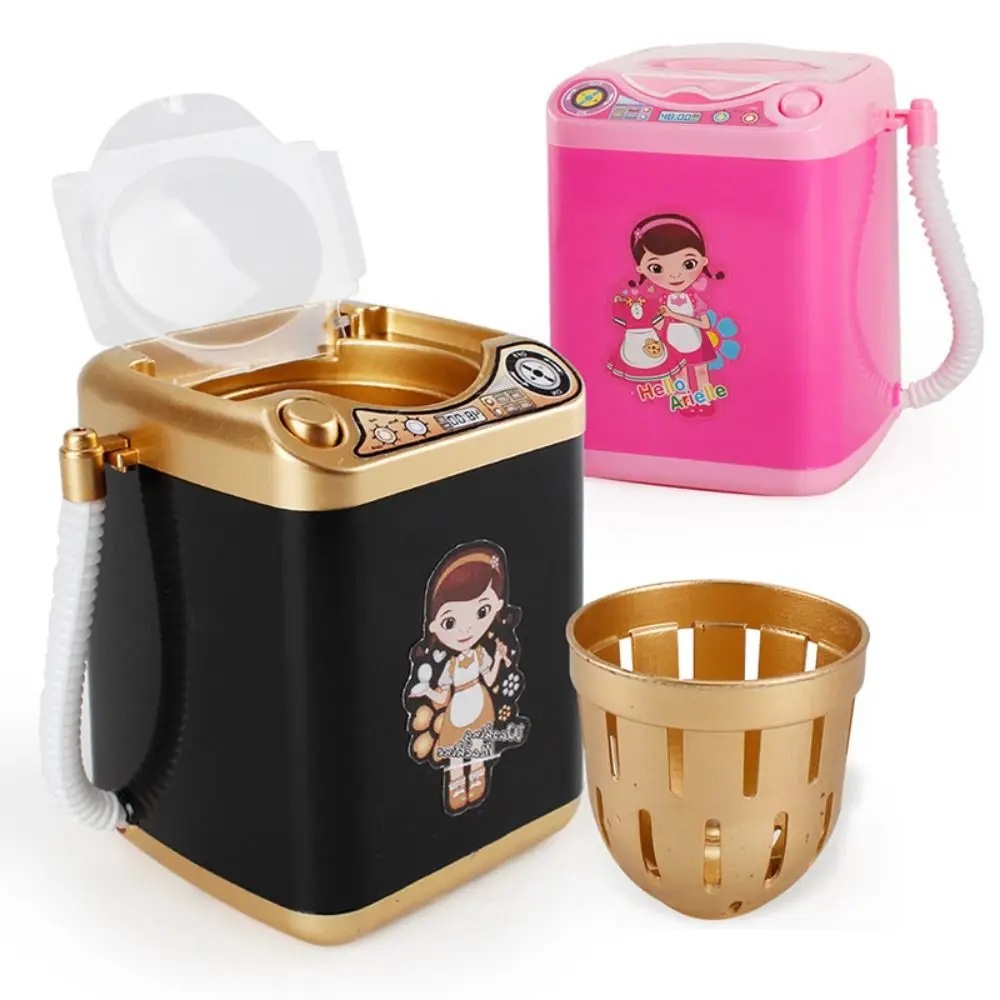 Simulated Mini Electric Washing Machine with Light Portable Simulation Washing Machine Toy Pink Electric Dehydration Washer