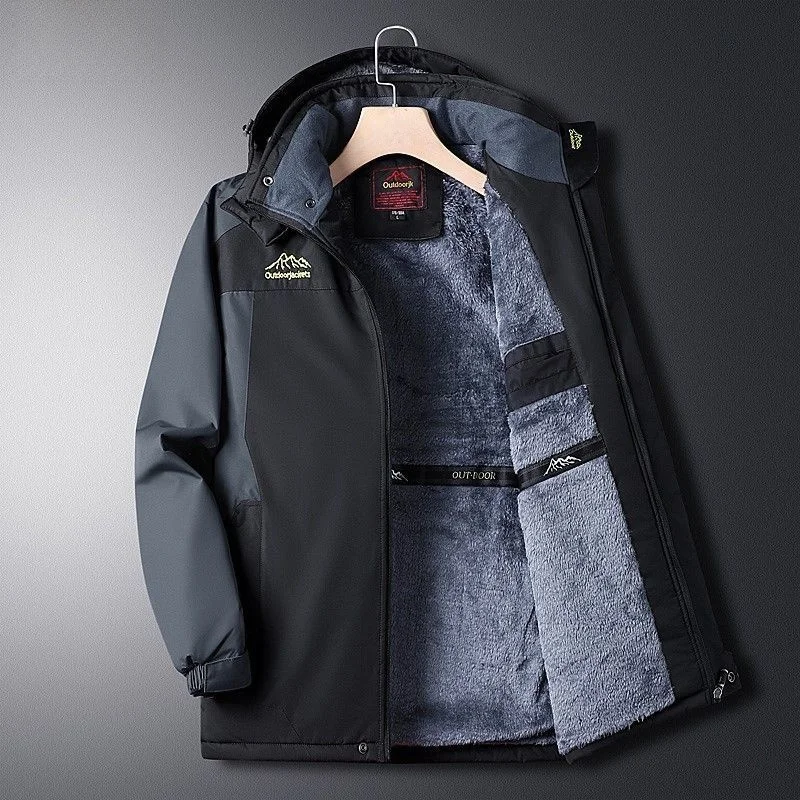 

Men's Thiened Fce Lined Windproof Cotton Jaet Autumn Winter Coat Warm Dad andpa Winter Clothes Anti Wind Outerwear