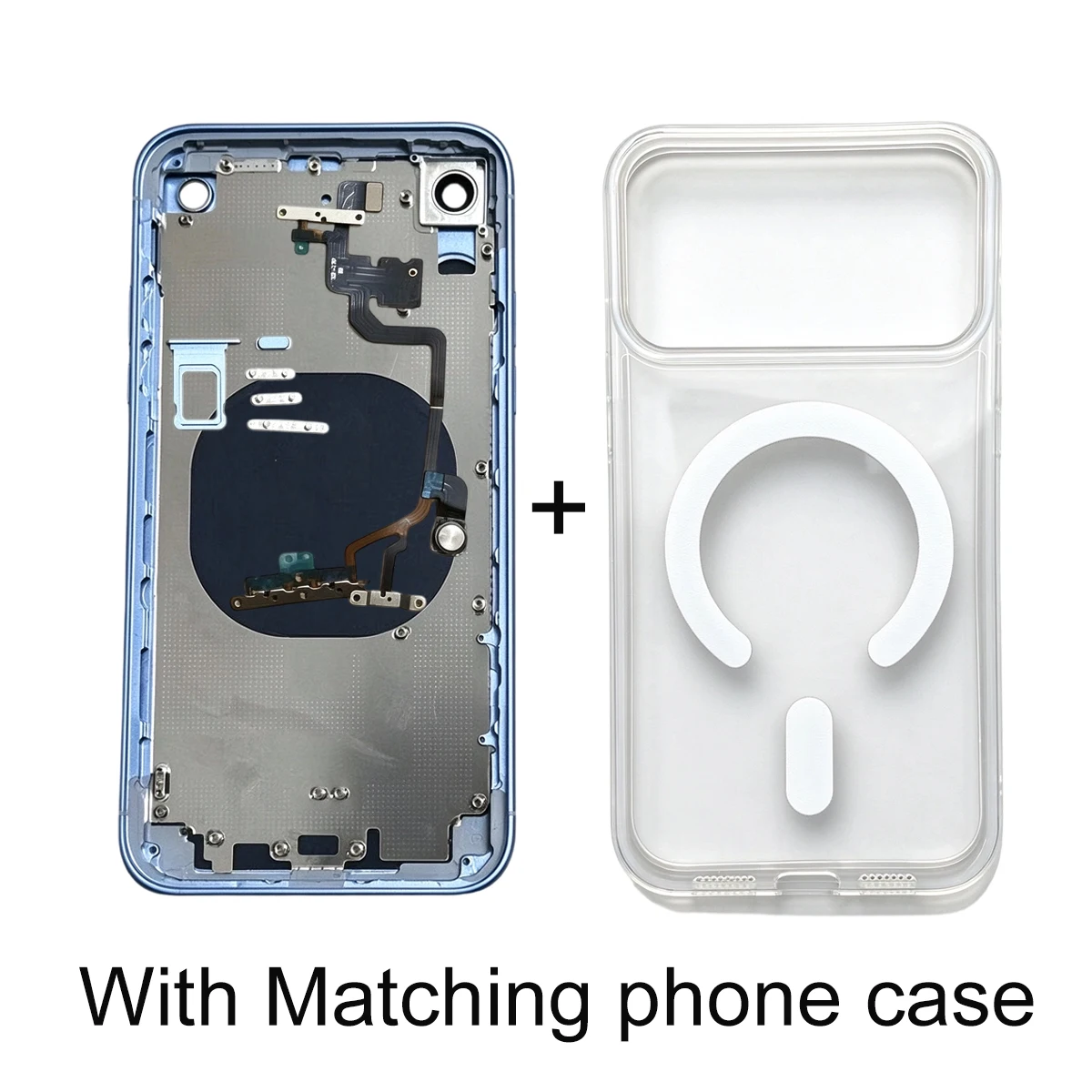 1Set DIY Retrofit Housing For iPhone XR/11, 18 Pro Style Assembly With Frame, Flex Cable, Side Keys and Matching Phone Case
