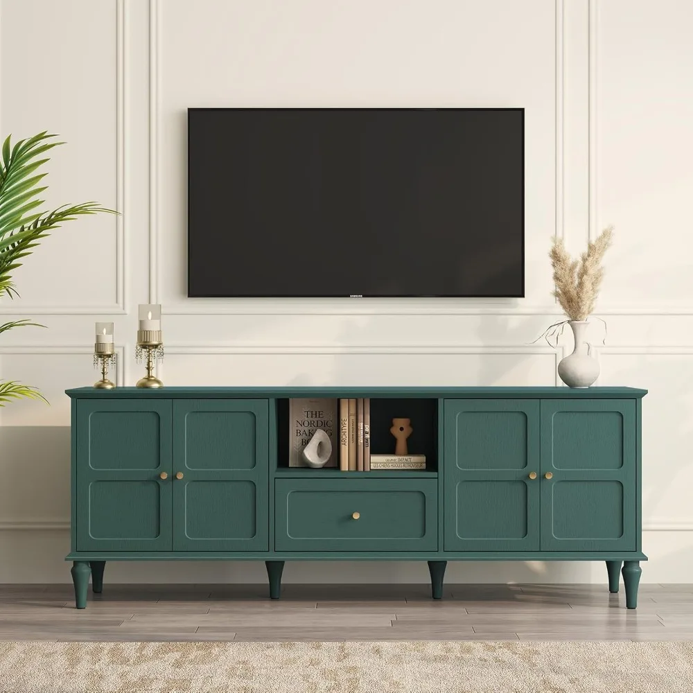 Mid-Century Modern 67 TV Stand with Storage Drawers and Adjustable Shelves for 75 Inch TVs