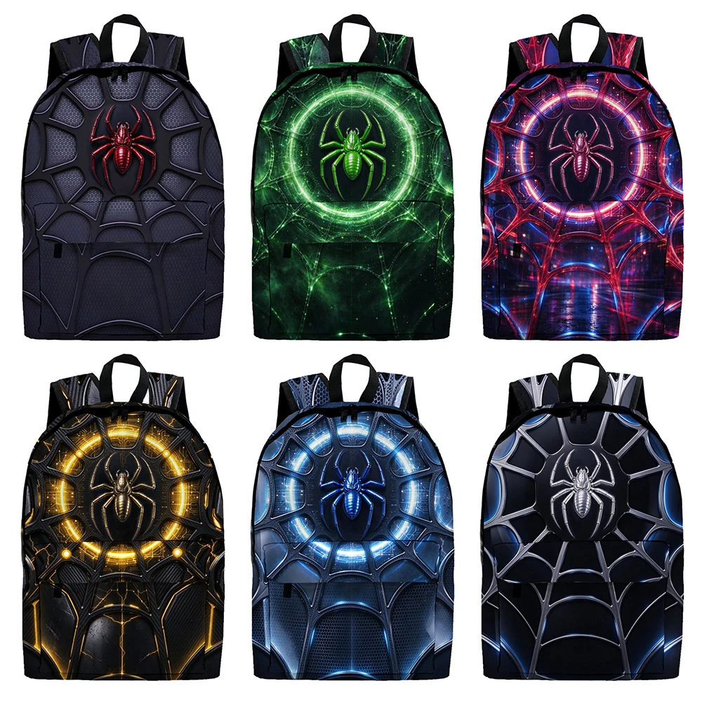 Spider Pattern Backpack School Spiderweb Print Backpack Big Capacity Knapsack Suitable Outdoor Sports Travel Rucksack Best Gift