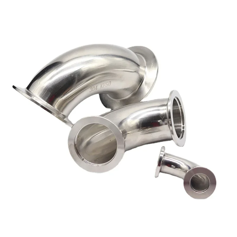 KF10 KF16 KF25 KF40 KF50 vacío ángulo recto codo de 90 grados SUS304 conector de instalación de tubería sanitaria de acero inoxidable