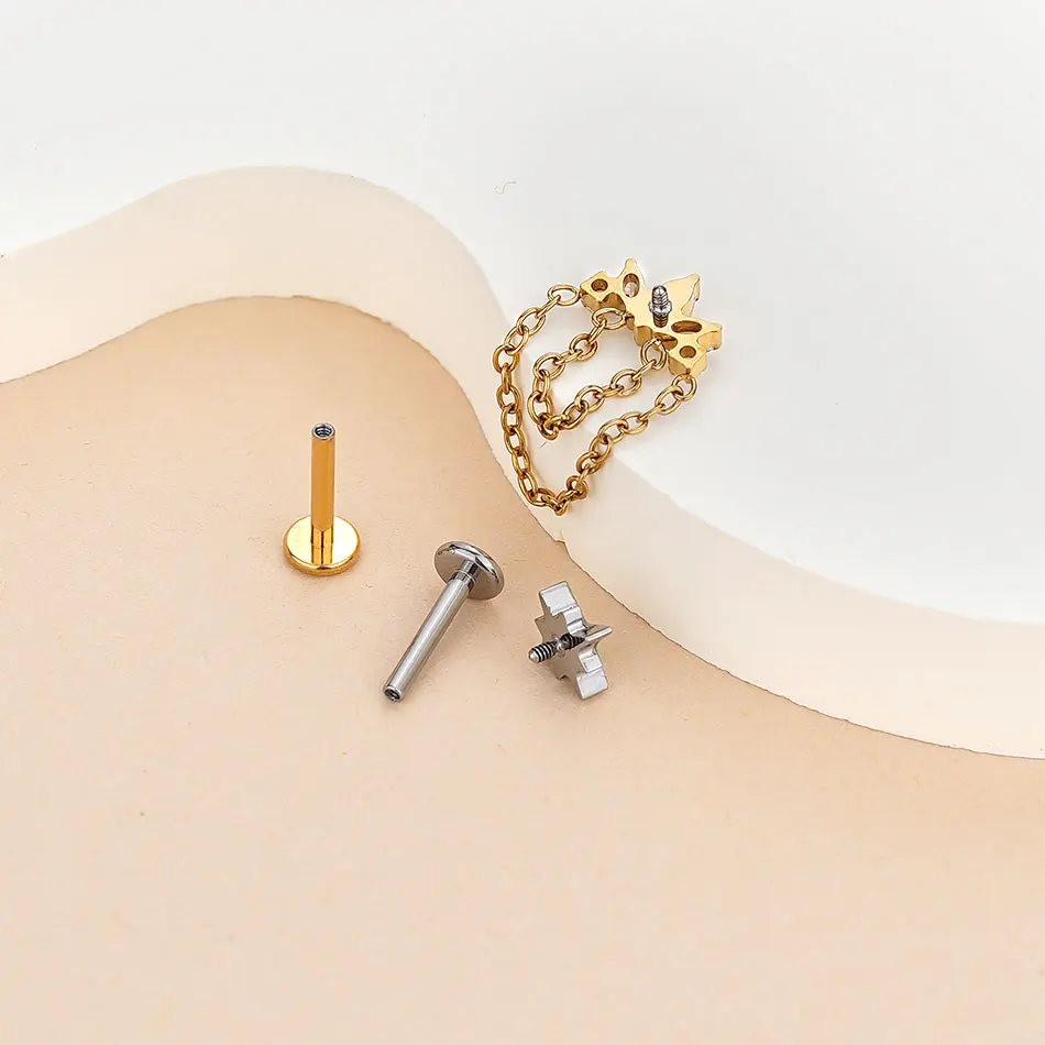 1 Stück Titan-Herz Zirkon Flacher Helix-Piercing-Ohrring für Frauen Ohrstecker Labret Lippen-Piercing Körperschmuck – Detail 4