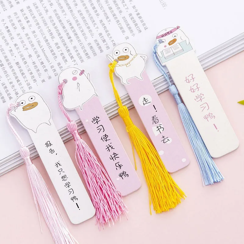24Pcs Wholesale Cartoon DIY Bookmark Tassel Small Pendant Wooden Ruler Flip Book Folder Creative Multi-function Flip Book Folder
