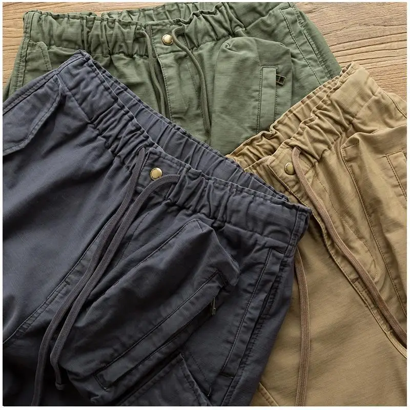 Wide Silhouette Heavyweight Washed Multi bag Work Clothes Casual Five Point Shorts Outdoor Trekking Camping Hiking Working Pants