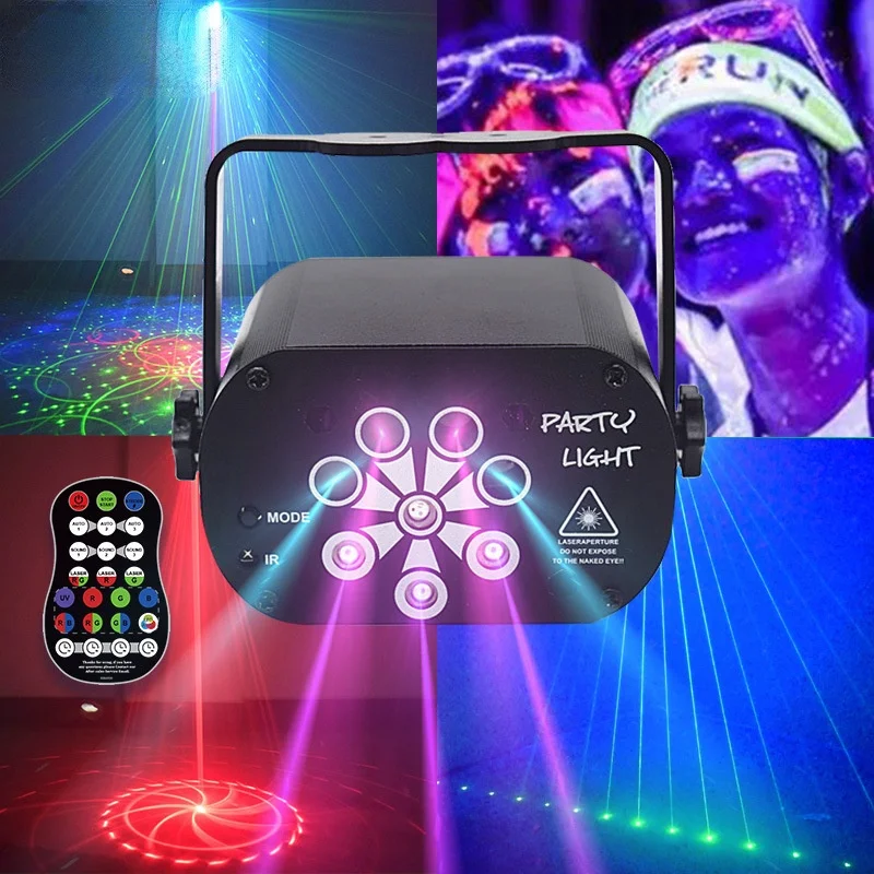 New mini laser lamp uv8 hole pattern star projection lamp KTV bar home colorful atmosphere lamp flash