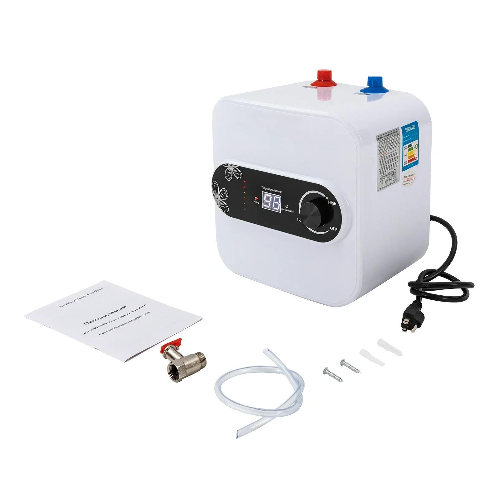 Scaldabagno elettrico mini serbatoio da 2,1 galloni Punto di utilizzo istantaneo Scaldabagni per rimorchio camper Bagno Cucina, 1500 W 110 V