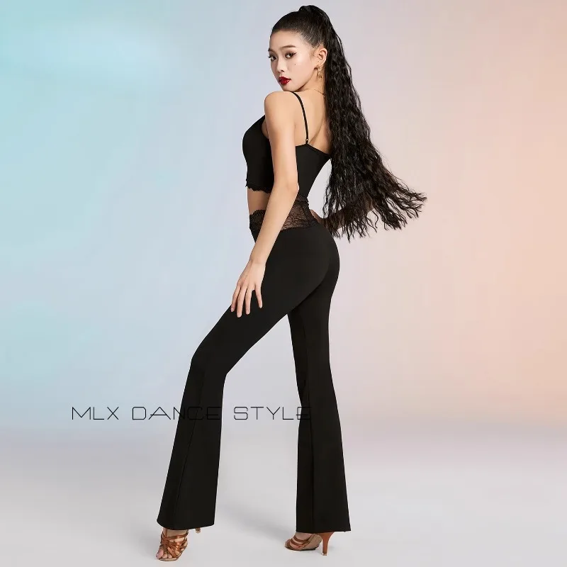 Maßgeschneiderter professioneller nationaler Standard-Tanzanzug mit Spitzenriemen am Rücken, lateinamerikanisches Tanzkleid für Erwachsene und Damen, Top-Übungskleidung