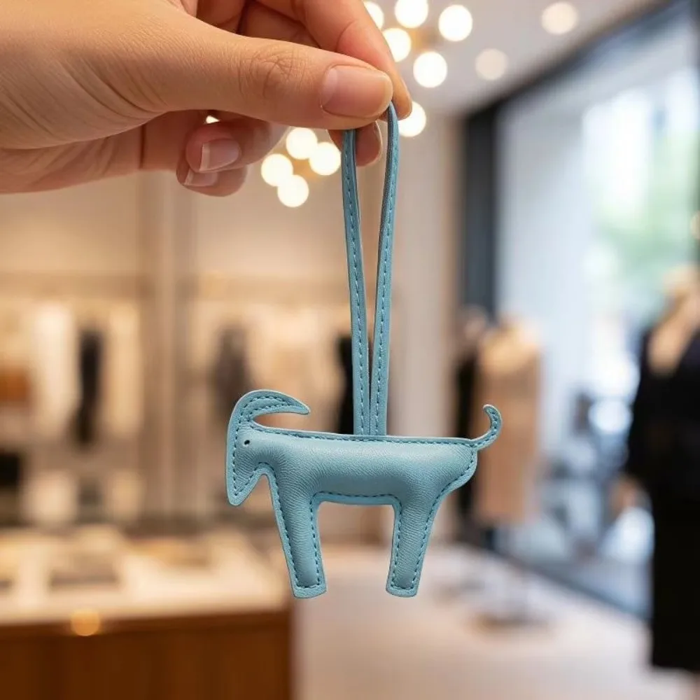 PU Leather Goat Bag Pendant Scratch Resistant Water Resistant Goat Hanging Ornament Versatile Strings Rope Phone Charm Lanyard