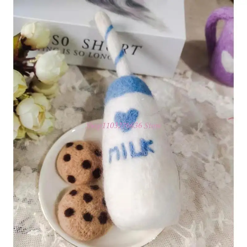 R6FD DIY Baby Wollfilz Milch Flasche + Cookies Dekorationen Neugeborenen Fotografie Requisiten Infant Foto Schießen Zubehör Home – Detail 7