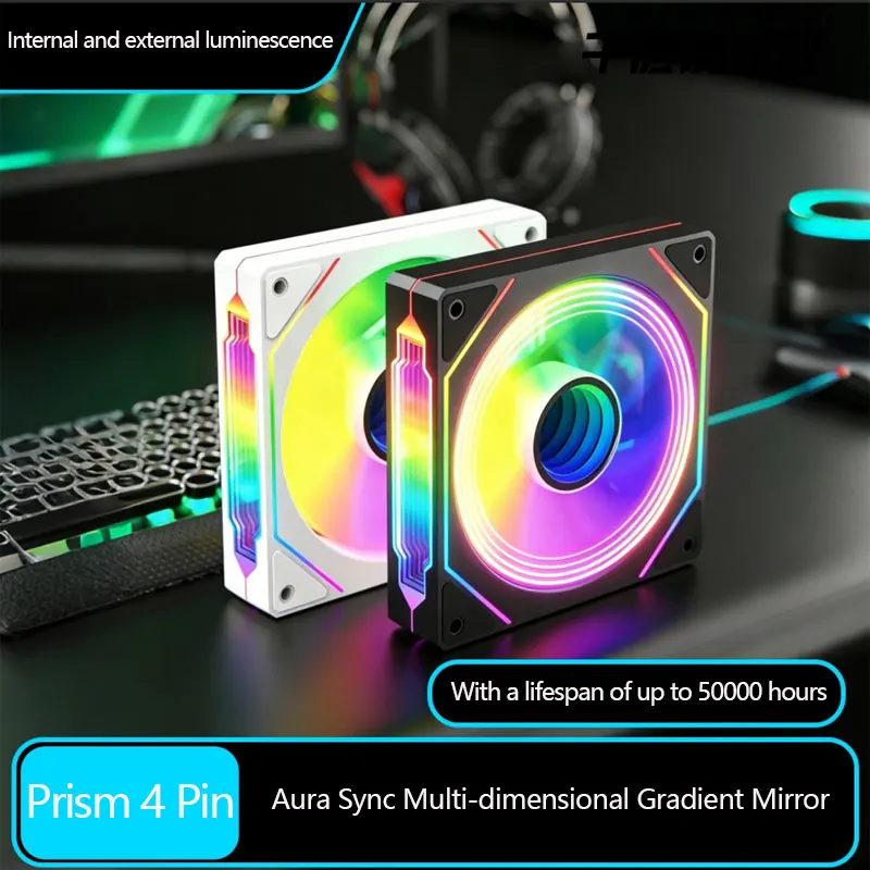 Prism 4Pro Chassis Fan Cooling ARGB Divine Light Synchronous 12CM Ultra Quiet Temperature Control Sea View Room
