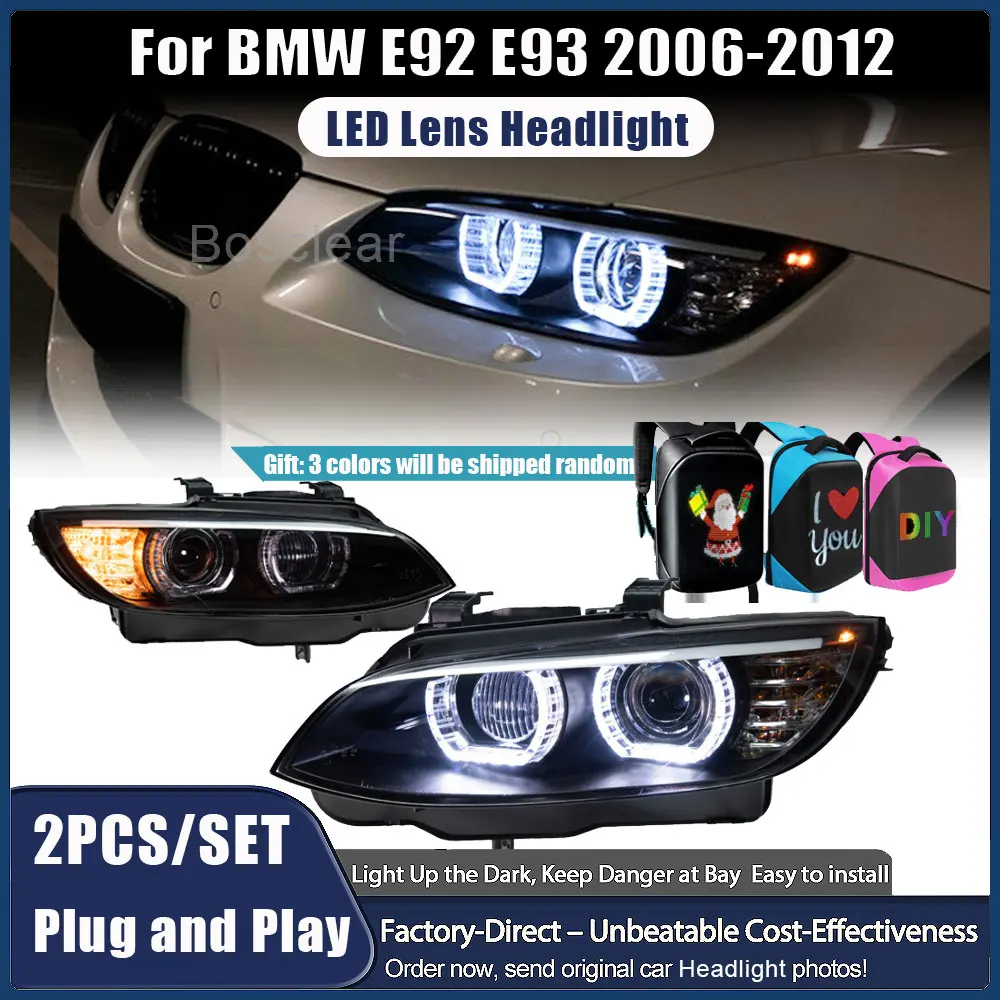 Пара автомобильных фар для BMW E92 E93 320i 325i 330i M3 2010-2013: фара, ДХО, указатель поворота, задний фонарь, линза-проектор Angel Eye