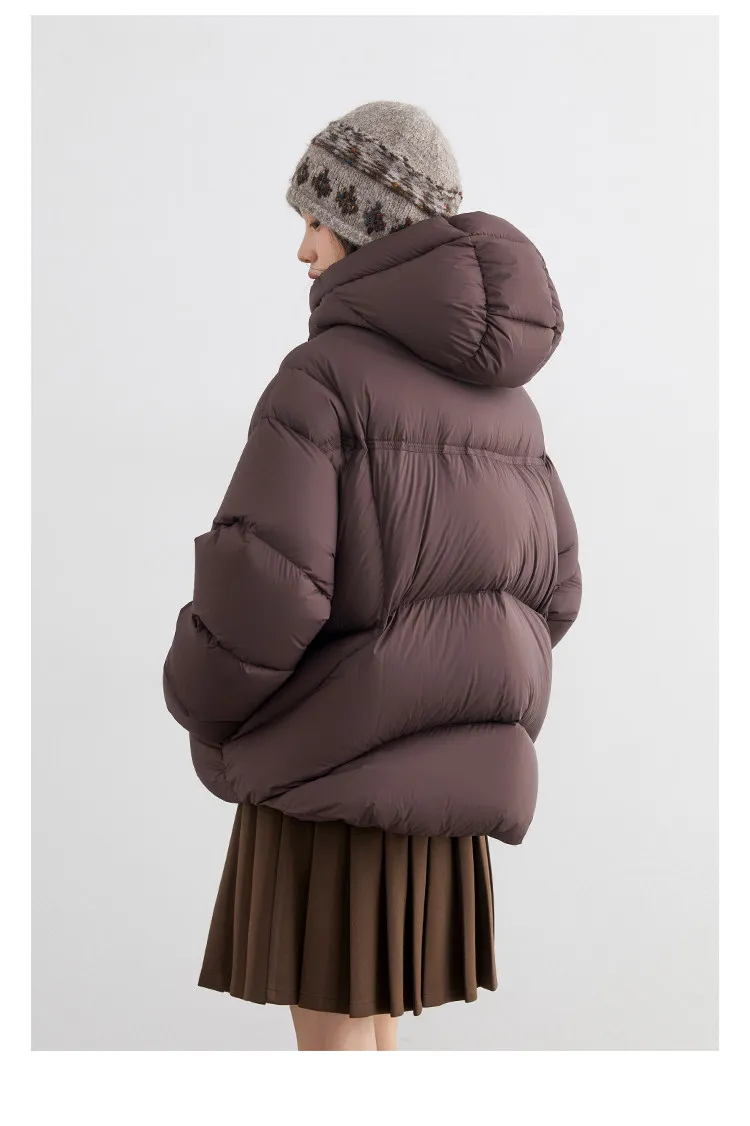 CHIC VEN Fashion Women Down Coats Solid Short Loose Casual Hooded Female Down Jacket 90 White Duck Down Autumn Winter 2025