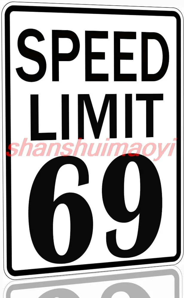 Speed Limit 69 Sign Street Signs For Bedroom Vintage Metal Signs Funny Signs Road Signs Cool Posters For Guys 8x12 Inch UUJ