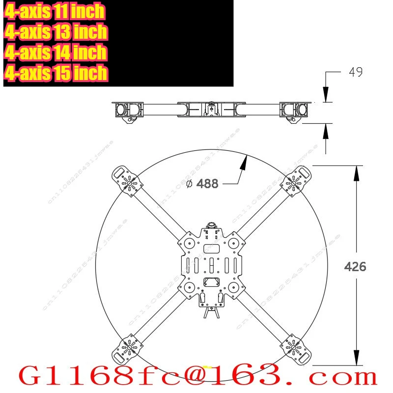 HTX Quadcopter 4-11/13/14/15 Inch Carbon Fiber Drone Rack FPV for Long Endurance and Heavy Load Crossing