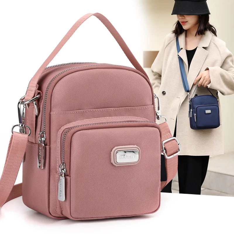 Bolsa de ombro única impermeável para mulheres, Nylon Crossbody Bag, Multi Bay Leisure Bag, Viagem, Novo