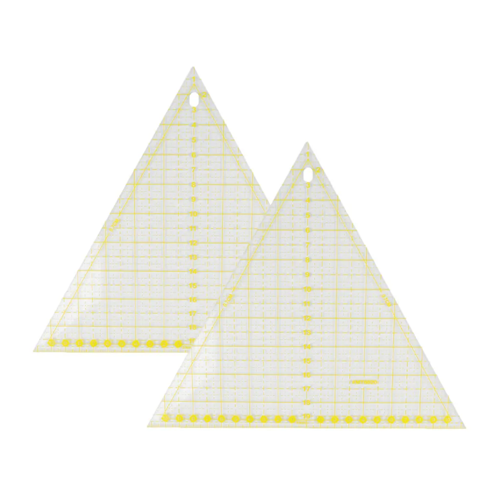

2Pcs Yellow Acrylic Triangle Quilting Ruler Multi Function Sewing Template for Machine Quilting Fabric Cutting Patchwork DIY