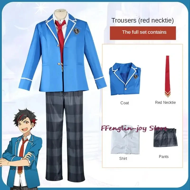 ☆SunlCos Ensemble Stars Cosplay Costume Anzu Tenshouin Eichi Narukami Arashi Nagumo Tetora Ogami Koga Anime School Uniform Suit☆ view 5