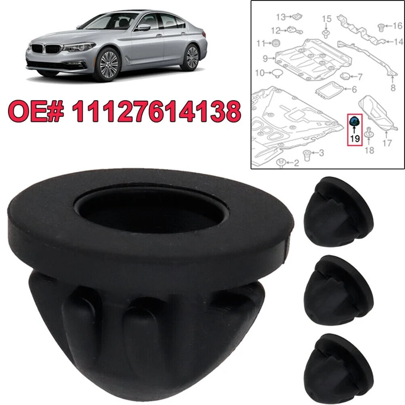 100PCS Car Engine Cover Rubber Mount Grommet Bush Bump Stop 11127614138 For BMW 1 2 3 4 5 6 7 Series Hood Bumper Buffers