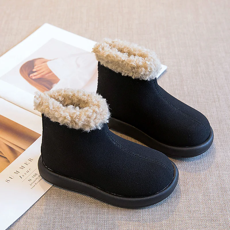 Botas de nieve para niño y niña, botines informales de algodón de estilo inglés, con forro polar grueso, Doc Martens, novedad de 2024