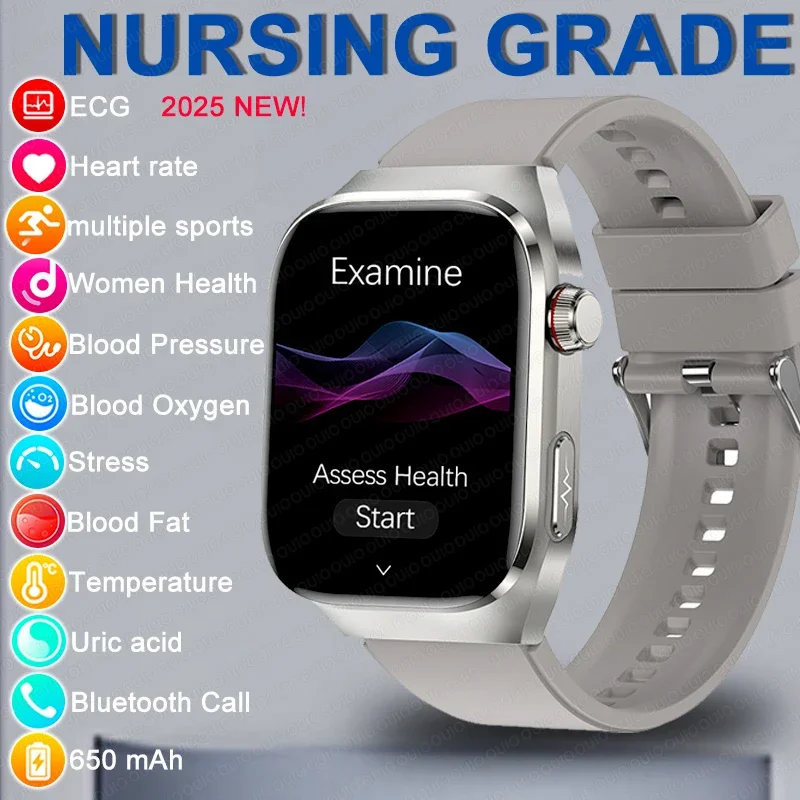 

New Blood Lipids Uric Acid Smart Watch Men 2.04-inch AMOLED Screen ECG Blood Oxygen Health Monitoring Bluetooth Call Smart Watch