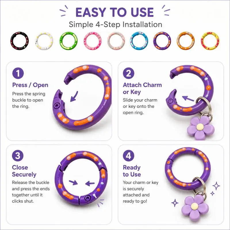 10 Stück/Packung Bunte Schlüsselanhänger-Knopf-Federhaken Schlüsselringe Clip-Haken Verbindungsringe für Schmuck Armband DIY – Detail 5
