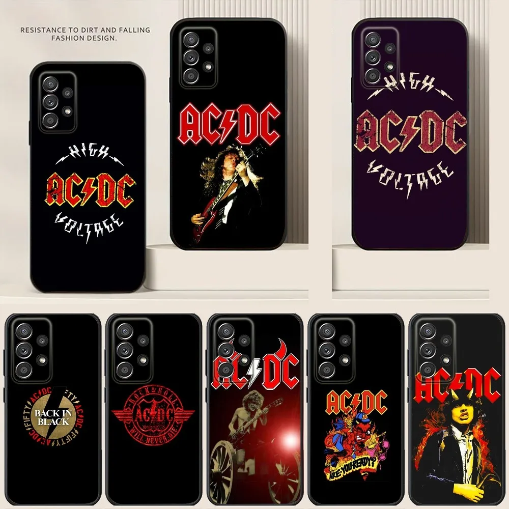 A-AcDc Rock Phone Case For Samsung S24,S21,S22,S23,S30,Ultra,S20,Plus,Note,10,9,5G Black soft silicone case