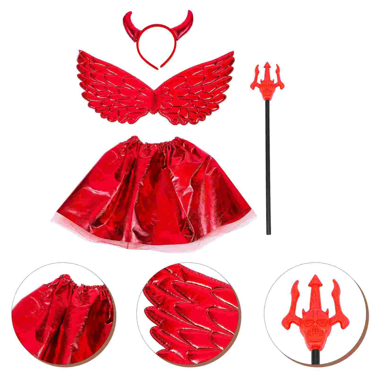 Demon Wings Set Cosplay Suit Halloween Fork Costume Decor Prop Supply Kids Head Band