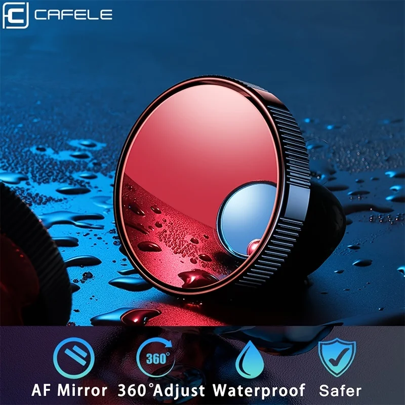 2pcs Car Rearview Mirror Auxiliary Blind Spot Mirror 360 Degree Wide-angle Auto Round Frame Mirrors With Suction Cup