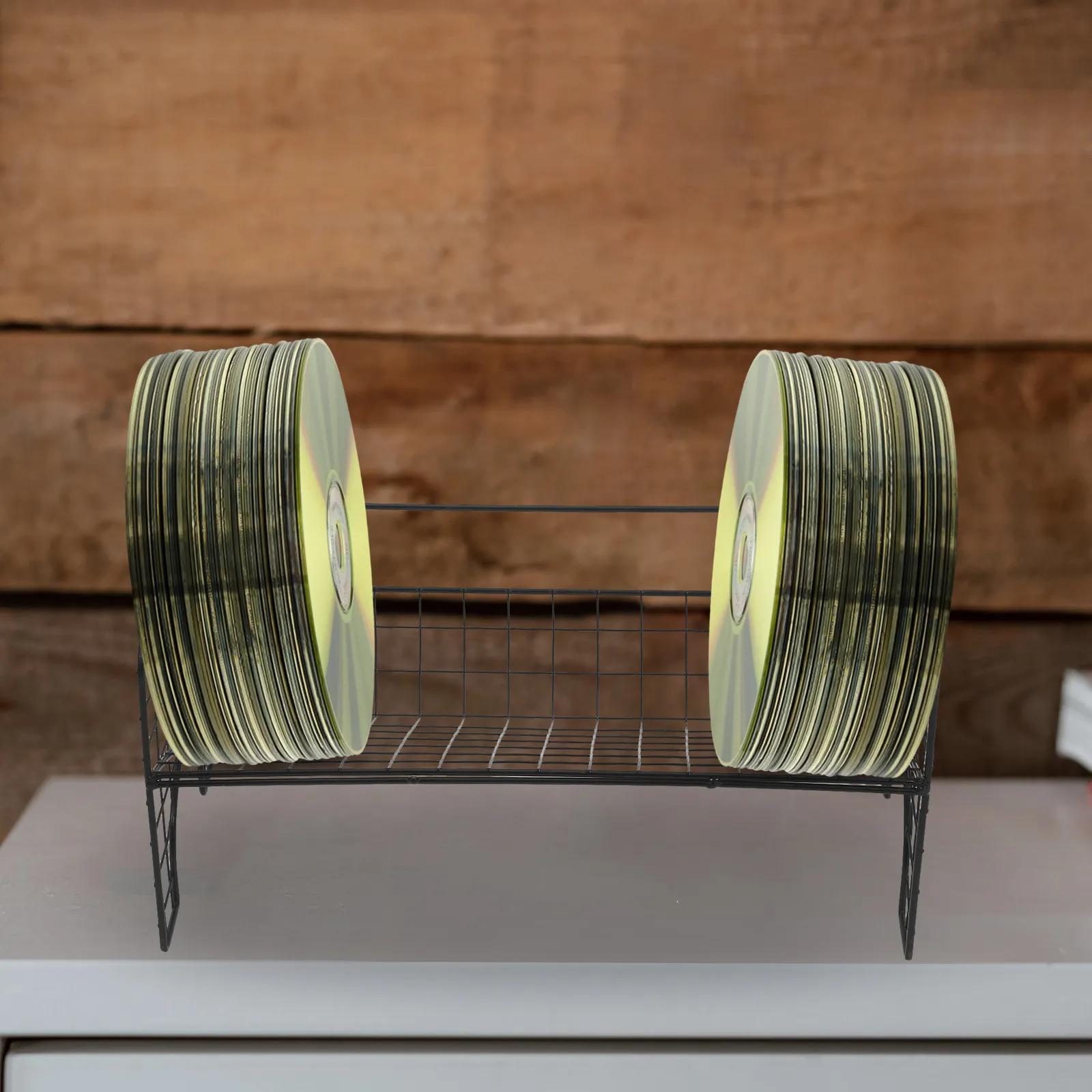 

Compact Desktop Iron Bookshelf Metal Magazine Rack Tabletop Record Holder Book Stand File Organizer Multi-Function Desk Storage