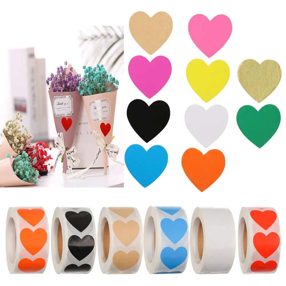 500 Pcs 귀여운 선물 포장 홈 장식 인감 레이블 사랑 심장 모양의 스티커 Scrapbooking