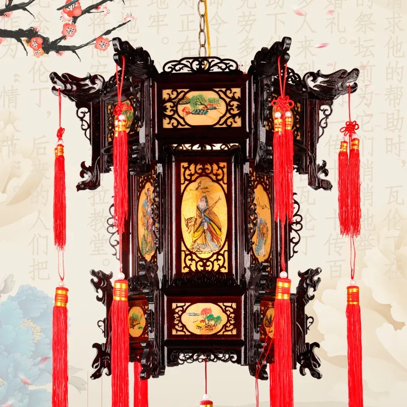 

Antique palace lamp Chinese outdoor chandelier big red sheepskin wedding housewarming advertisement balcony Chinese New Year rot