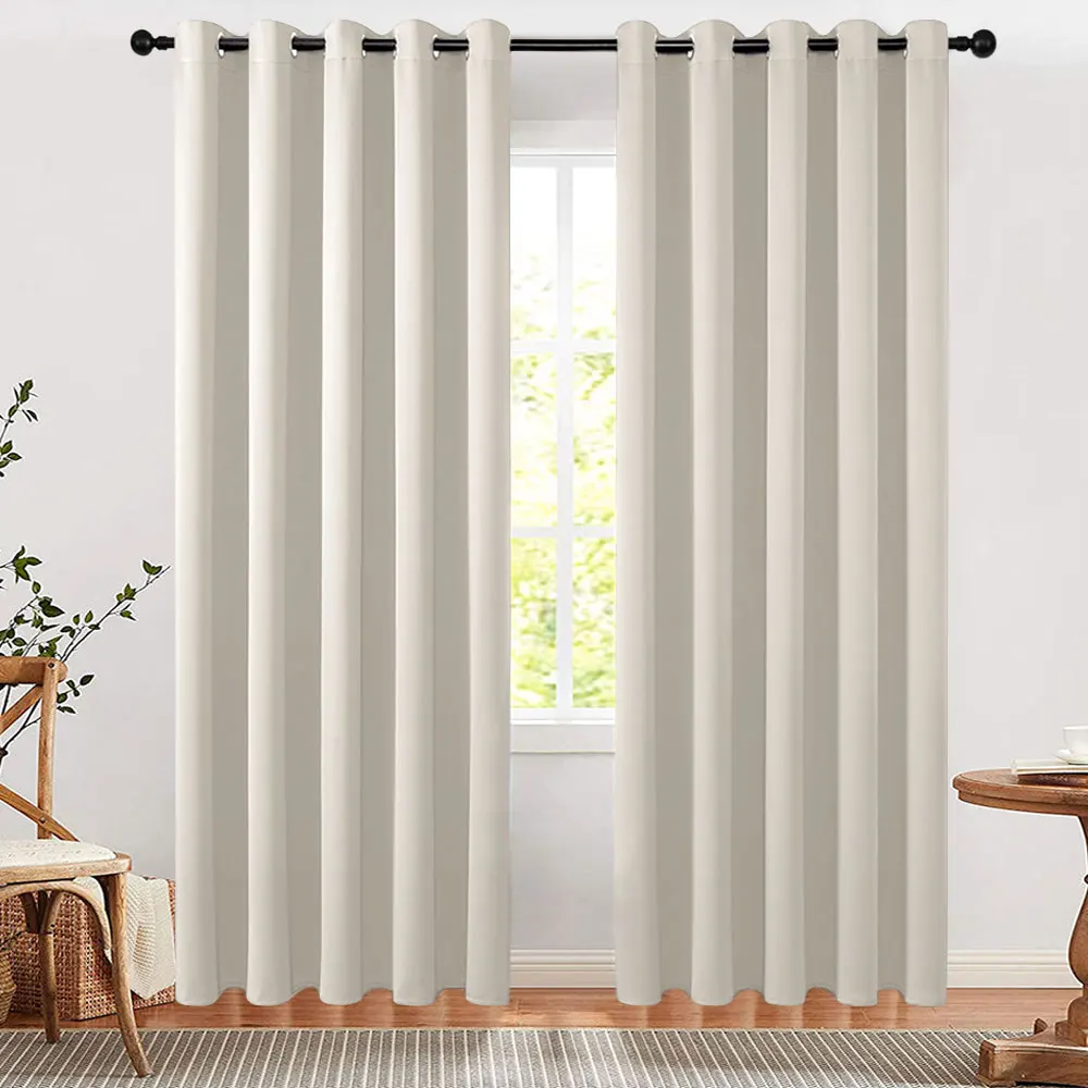【Lifeideas】Solid Colour Grommet Top Polyester 100% Blackout Curtains Pair Home Decoration Windows Doors