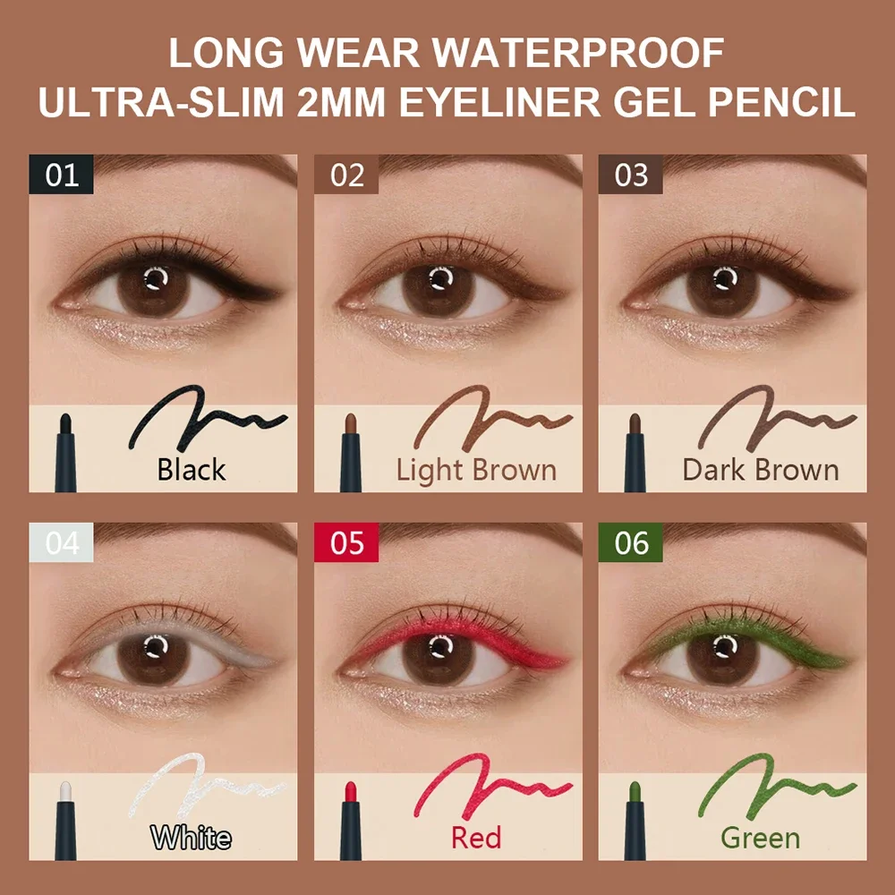 6 Kleur Ultra-Dunne Waterdichte Vloeibare Eyeliner Make-Up Voor Vrouwen Snel Droog Gladde Eyeliner Lange Laatste Onderste Wimper Pen Cosmetica