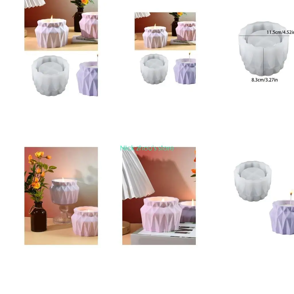 

E15E Алмазная ограненная силиконовая форма для создания художественных ваз и подсвечников